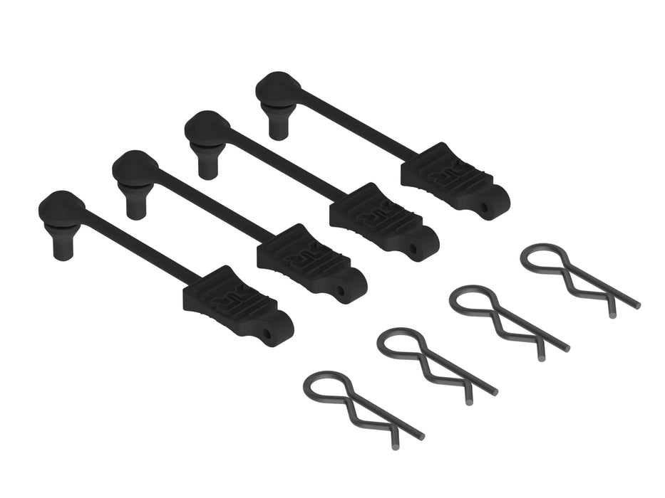 Body Clip Retainer 1/8 Scale Black- 4PK